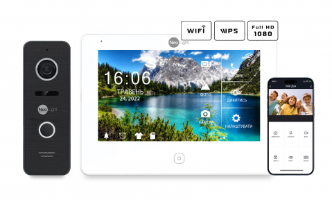 Купить Комплект NeoKIT HD Pro WF (Видеодомофон ALPHA HD WF, панель вызова PRIME FHD с уголком) в Киеве с доставкой по Украине | vincom.com.ua
