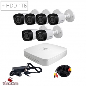 Купить Комплект видеонаблюдения Dahua HDCVI-6W KIT + HDD1000 в Киеве с доставкой по Украине | vincom.com.ua