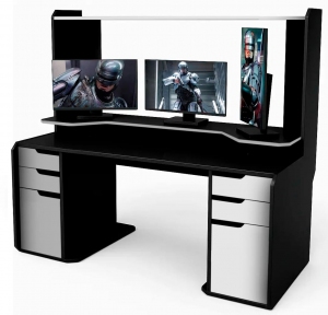 Купить Стол компьютерный игровой ZEUS JARL-2 бело-черный в Киеве с доставкой по Украине | vincom.com.ua