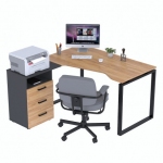 Стол письменный угловой Loft design NDTU-3S-135 Дуб Крафт золотой