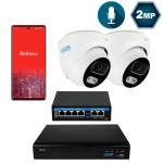 Комплект відеоспостереження на 2 купольні 2 Мп IP-камери SEVEN IP-7212W2-2MP