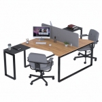 Стол письменный угловой двойной Loft design ND2U-135 Дуб Крафт золотой