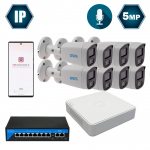 Комплект IP-відеоспостереження Hikvision на 8 циліндричних 5 Мп IP-камер HK-IP7128OW-5MP