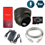 Комплект відеоспостереження на 1 купольну IP-камеру 5 Мп SEVEN KS-7211OB-5MP black
