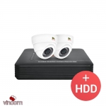 Комплект видеонаблюдения Partizan AHD-13 2xCAM + 1xDVR + HDD