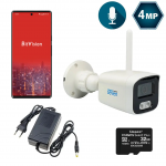 Комплект видеонаблюдения на 1 цилиндрическую Wi-Fi 4 Мп IP-камеру SEVEN KS-7224WF-4MP