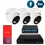 Комплект видеонаблюдения на 3 купольные 2 Мп IP-камеры SEVEN IP-7212W3-2MP