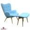 Кресло SDM Флорино с оттоманкой голубой